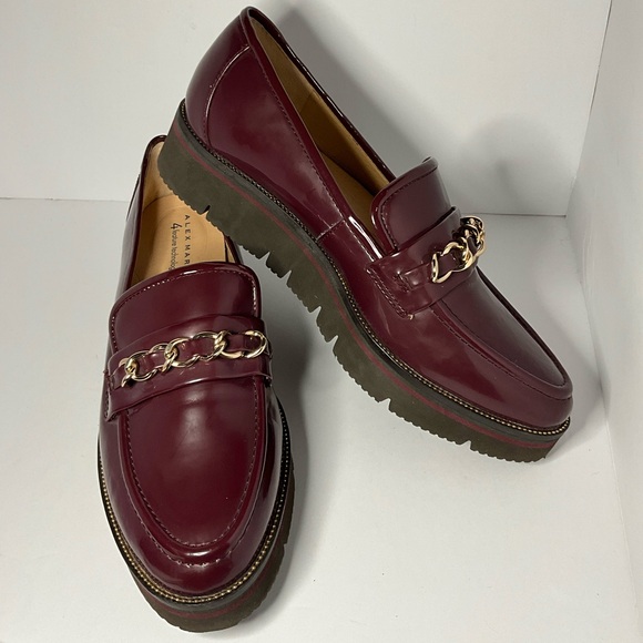 Alex Marie • "Grensley" Patent Chain Detail Platform Loafers (cherry woo… - Picture 3 of 11